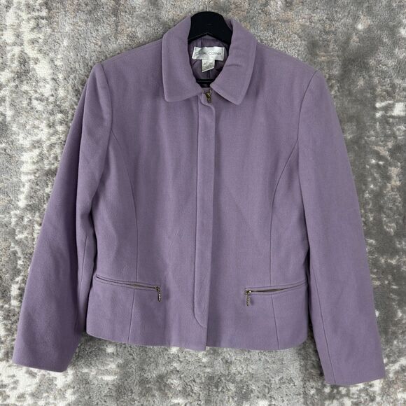 Casual Corner Sz 10 Wool Blend Casual Full Zip Jacket Purple Long Sleeve Outdoor - Picture 1 of 9